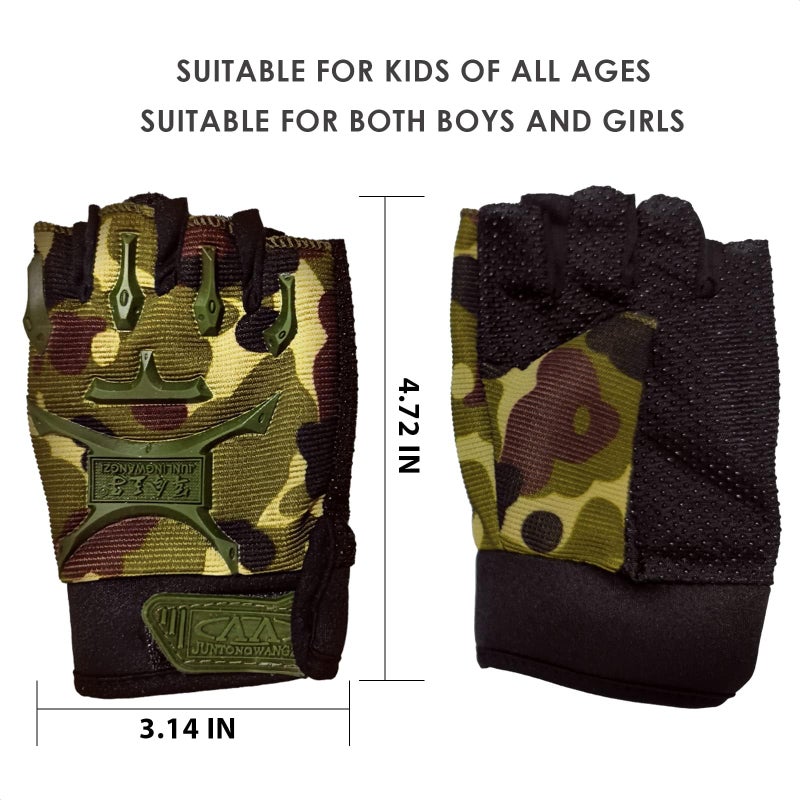 Lagarto Kids Fingerless Gloves - Breathable Fingerless Gloves for Kids (4.72" x 3.14") Military Design, Non-Slip & Comfortable for Boys - Hand Protection, for Cycling, Exercise & Outdoor Activities - Image 2